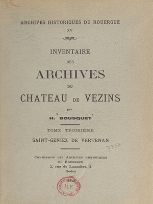 cover image of Inventaire des archives du château de Vezins (3)